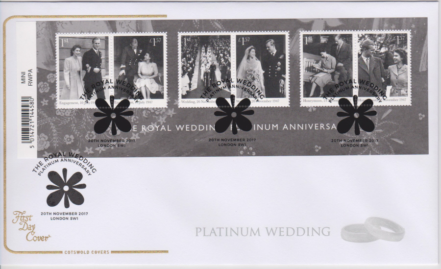 2017 The Royal Wedding Platinum Anniversary COTSWOLD MS FDC - London SW1(Flower) Postmark
